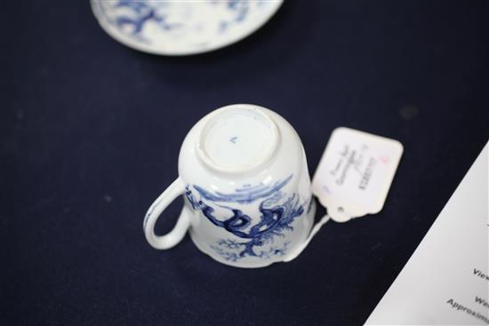 A Worcester Prunus Root pattern coffee cup and saucer, c.1754-58, cup height 6.3cm